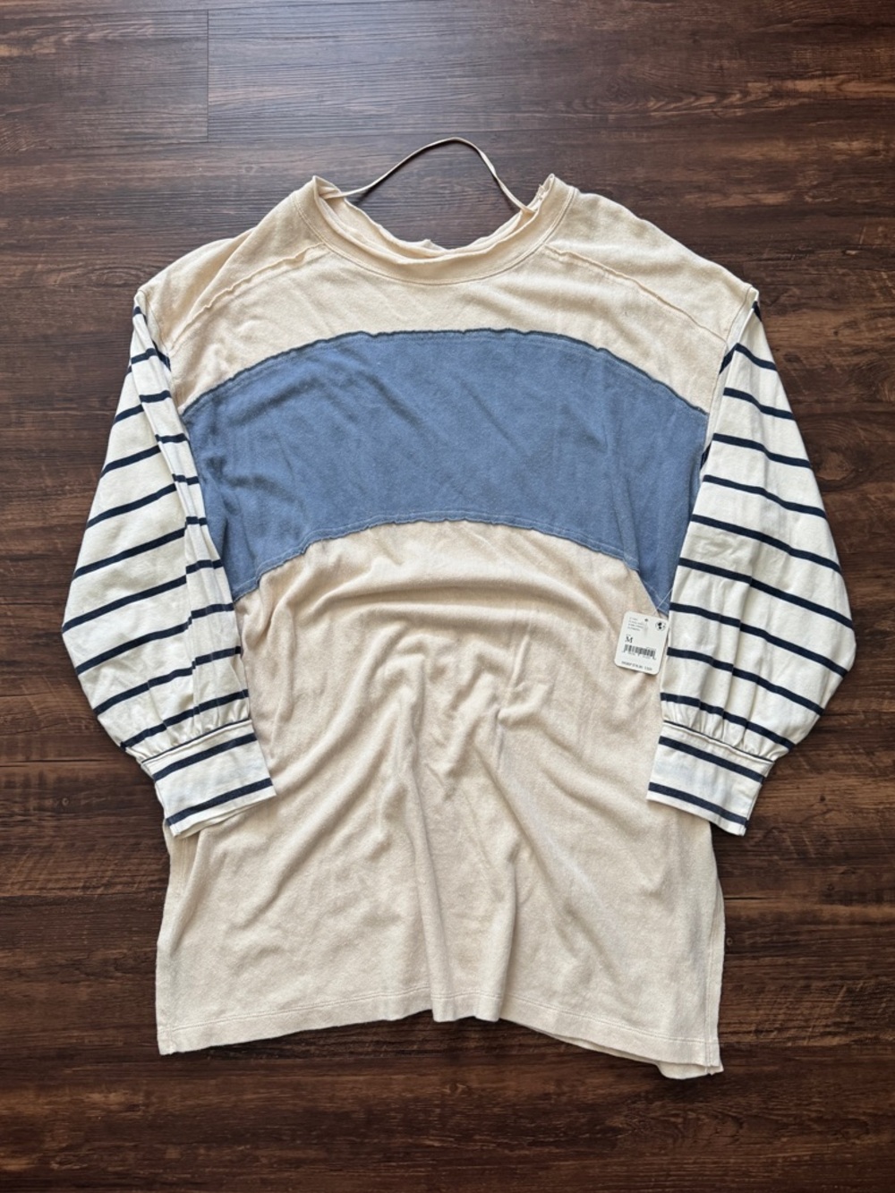 Free People We The Free Awesome Long Sleeve T-Shirt / Ivory Combo
